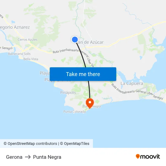 Gerona to Punta Negra map