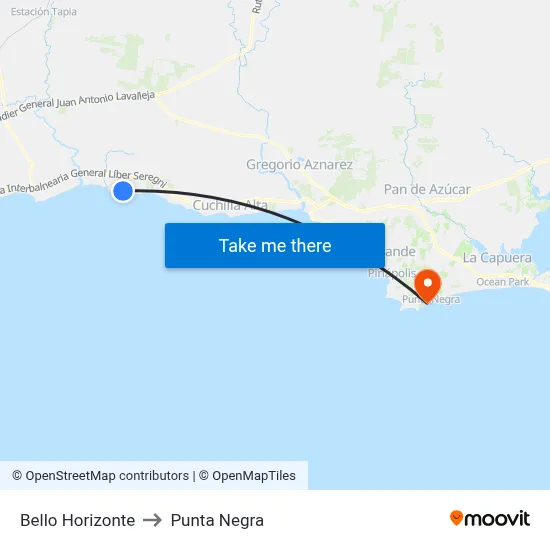 Bello Horizonte to Punta Negra map
