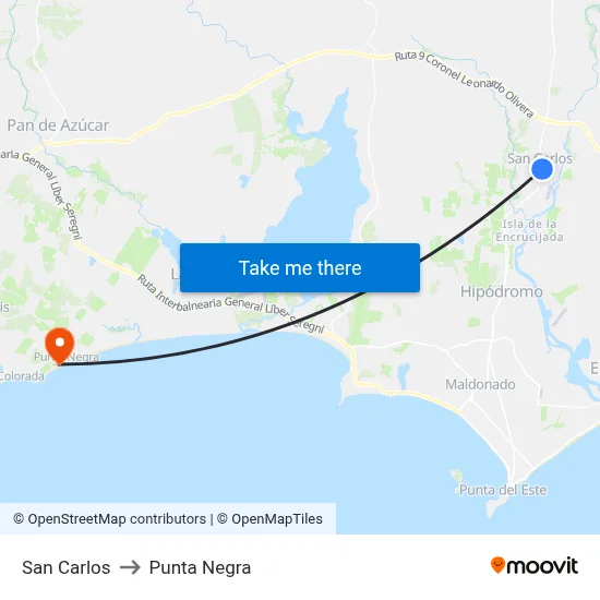 San Carlos to Punta Negra map