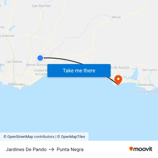 Jardines De Pando to Punta Negra map
