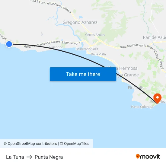 La Tuna to Punta Negra map