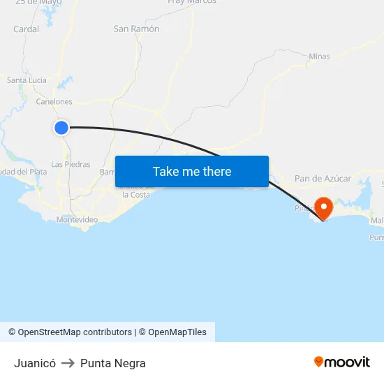 Juanicó to Punta Negra map