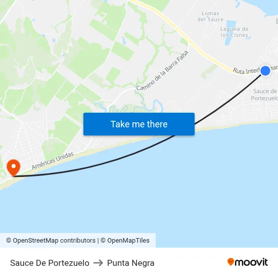 Sauce De Portezuelo to Punta Negra map