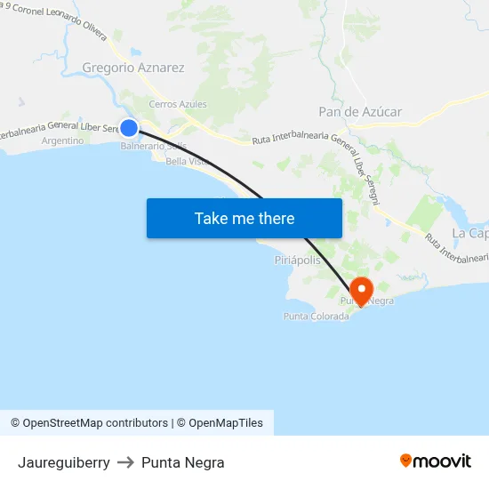 Jaureguiberry to Punta Negra map