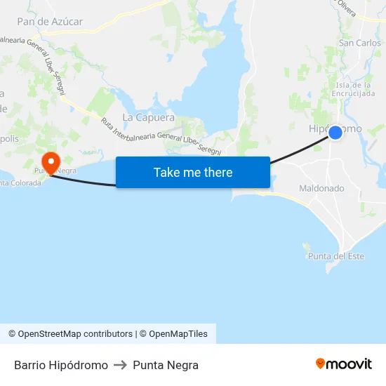 Barrio Hipódromo to Punta Negra map