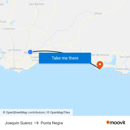 Joaquín Suárez to Punta Negra map