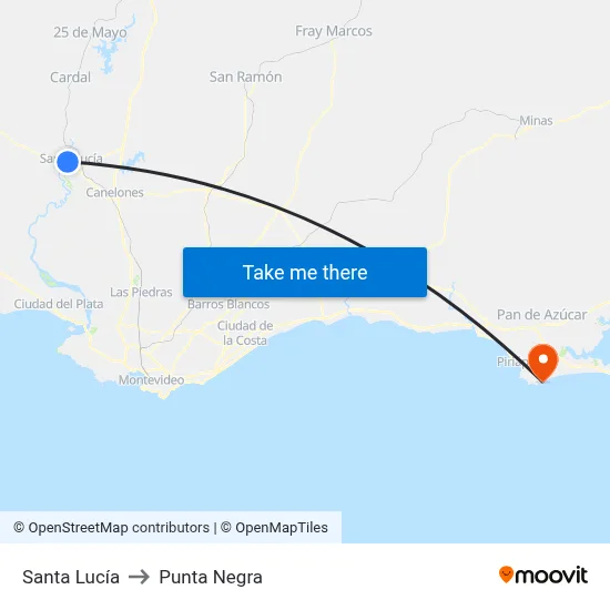 Santa Lucía to Punta Negra map
