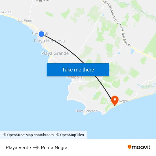 Playa Verde to Punta Negra map
