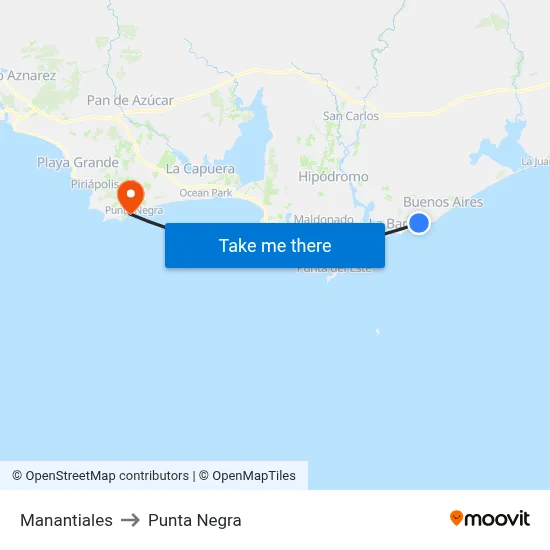 Manantiales to Punta Negra map