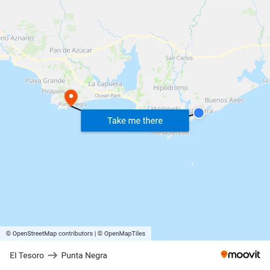 El Tesoro to Punta Negra map