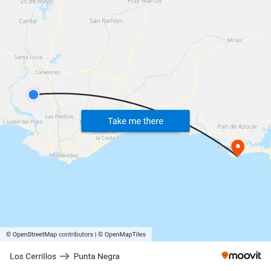 Los Cerrillos to Punta Negra map