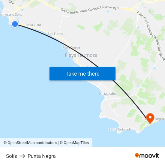 Solís to Punta Negra map