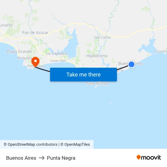 Buenos Aires to Punta Negra map
