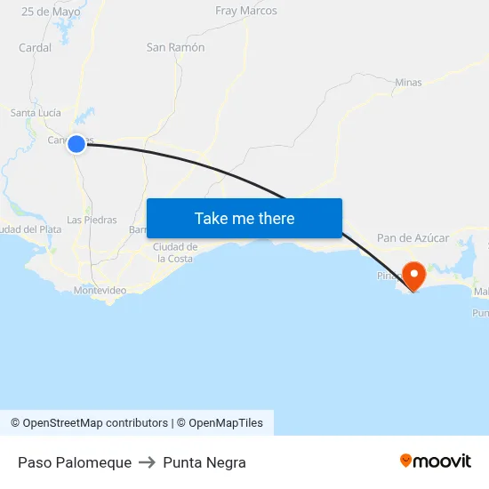 Paso Palomeque to Punta Negra map
