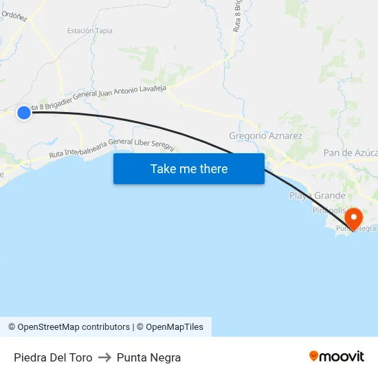 Piedra Del Toro to Punta Negra map