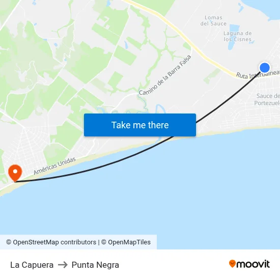 La Capuera to Punta Negra map