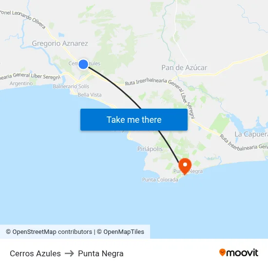 Cerros Azules to Punta Negra map