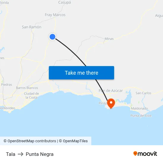 Tala to Punta Negra map