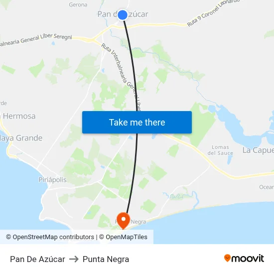 Pan De Azúcar to Punta Negra map