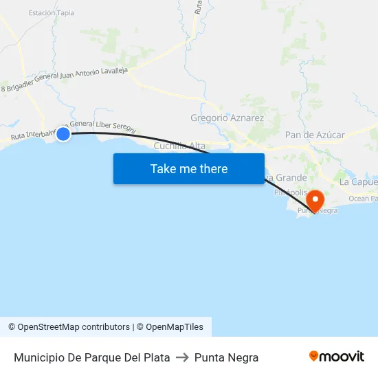 Municipio De Parque Del Plata to Punta Negra map