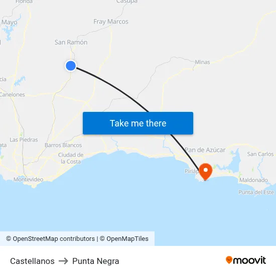 Castellanos to Punta Negra map