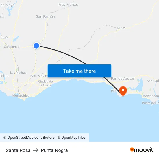 Santa Rosa to Punta Negra map