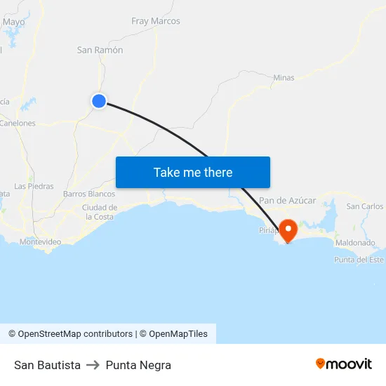 San Bautista to Punta Negra map