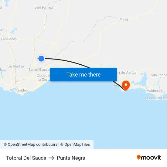 Totoral Del Sauce to Punta Negra map