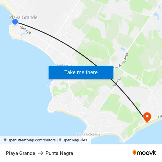 Playa Grande to Punta Negra map