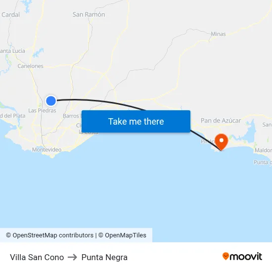 Villa San Cono to Punta Negra map