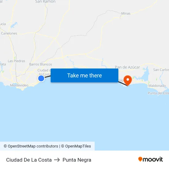 Ciudad De La Costa to Punta Negra map