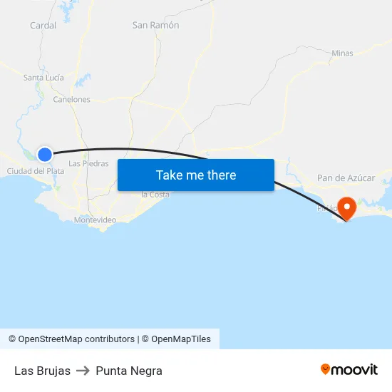 Las Brujas to Punta Negra map