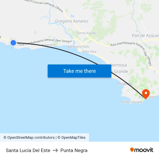 Santa Lucía Del Este to Punta Negra map