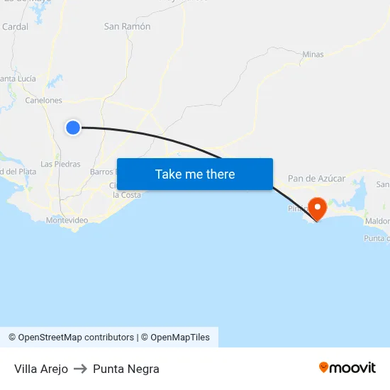 Villa Arejo to Punta Negra map