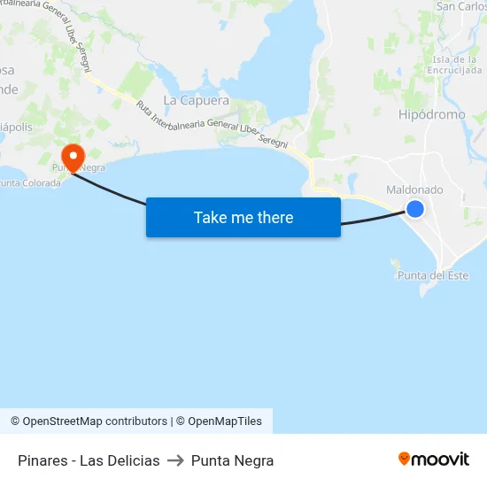 Pinares - Las Delicias to Punta Negra map