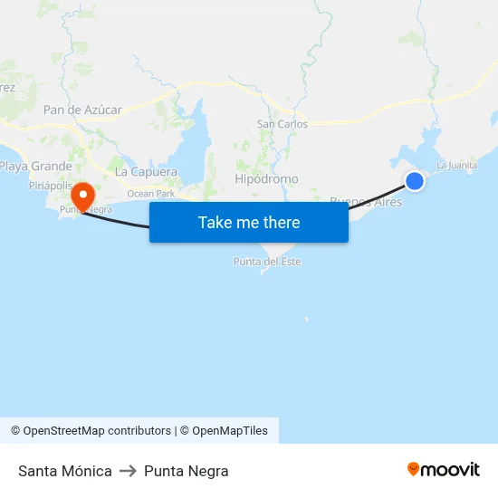 Santa Mónica to Punta Negra map