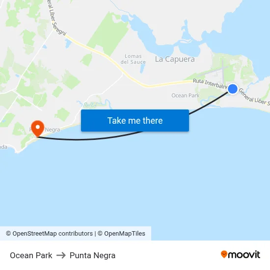 Ocean Park to Punta Negra map