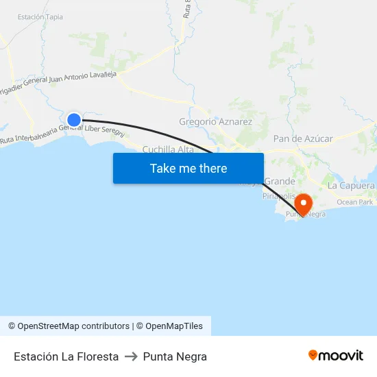 Estación La Floresta to Punta Negra map