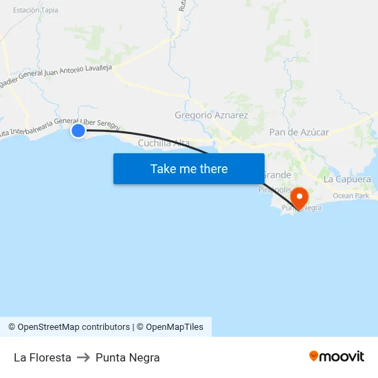 La Floresta to Punta Negra map