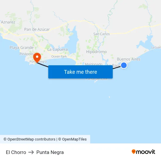 El Chorro to Punta Negra map