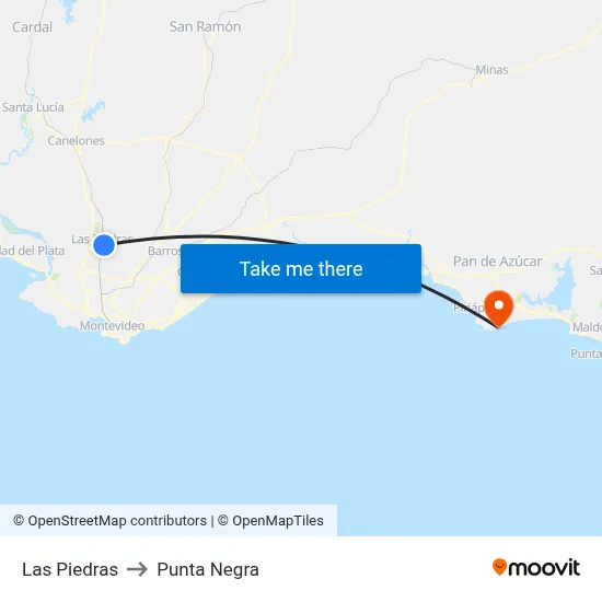 Las Piedras to Punta Negra map