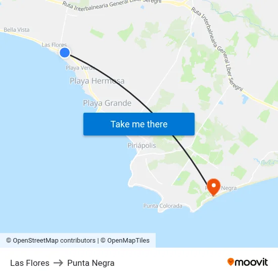 Las Flores to Punta Negra map