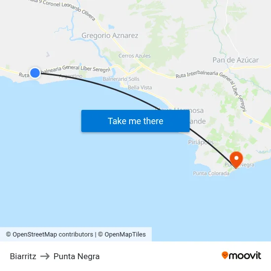 Biarritz to Punta Negra map