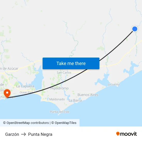 Garzón to Punta Negra map