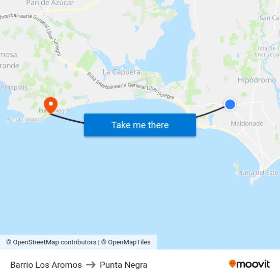 Barrio Los Aromos to Punta Negra map