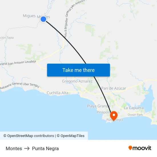 Montes to Punta Negra map