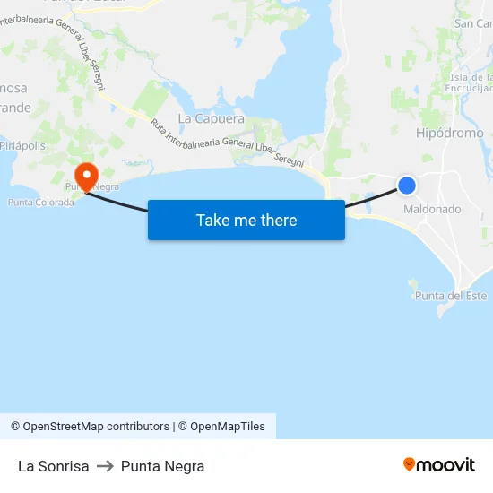 La Sonrisa to Punta Negra map