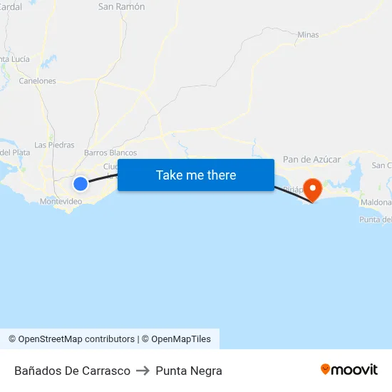 Bañados De Carrasco to Punta Negra map