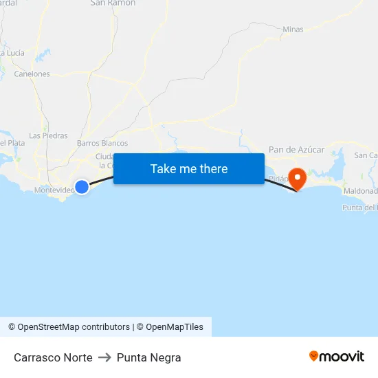 Carrasco Norte to Punta Negra map