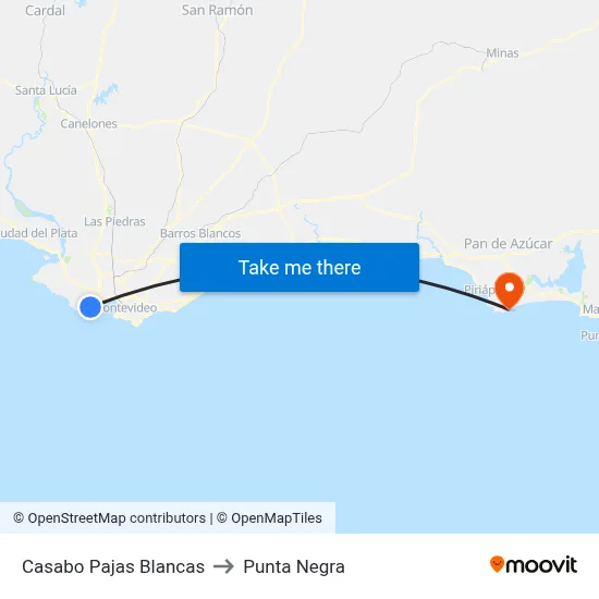 Casabo Pajas Blancas to Punta Negra map